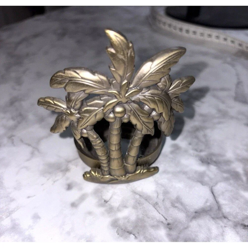 Coastal Palm Trees Tea Lights brushed gold tone